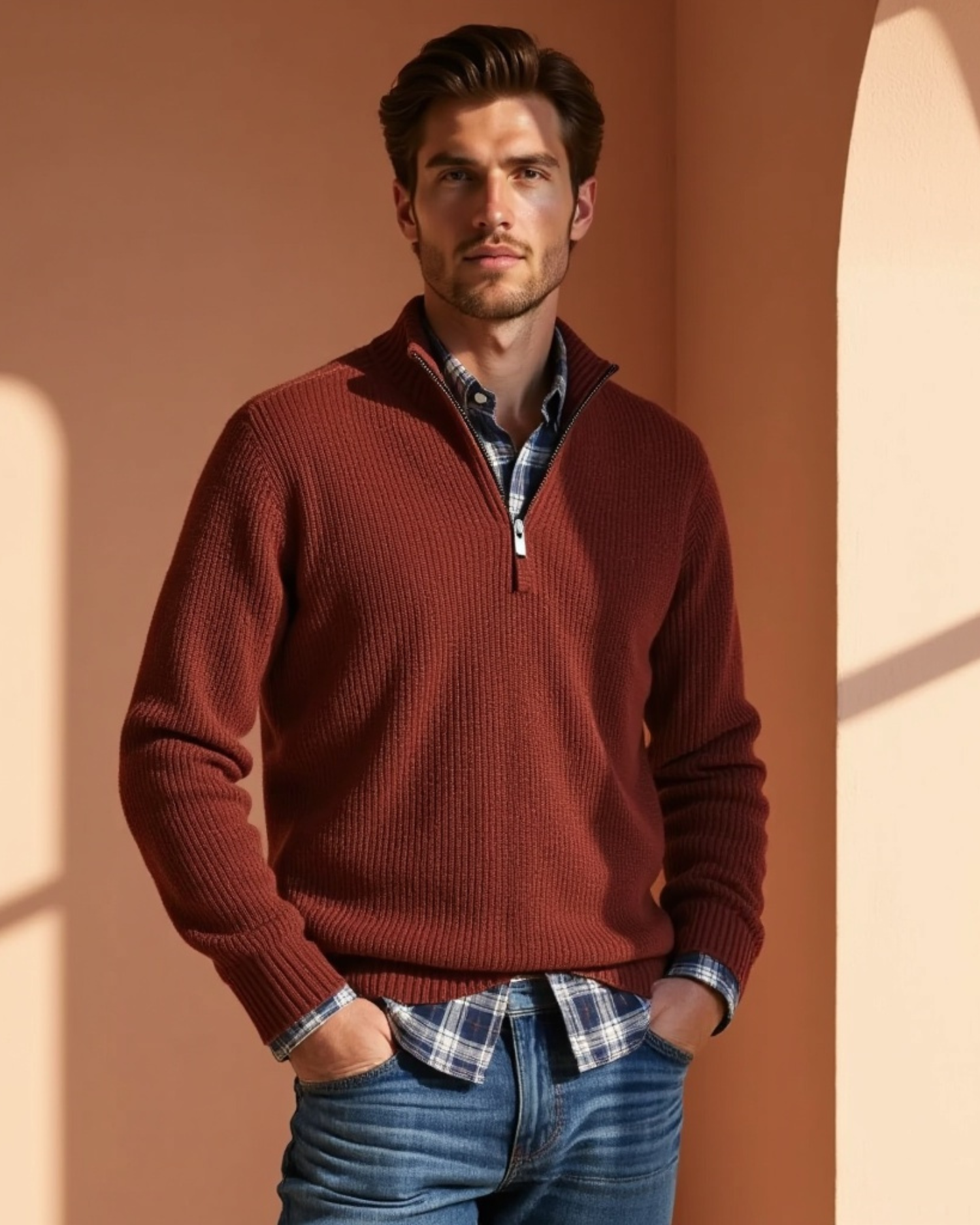 Luhvia | Men’s Casual Fit Sweater with Zippered Collar