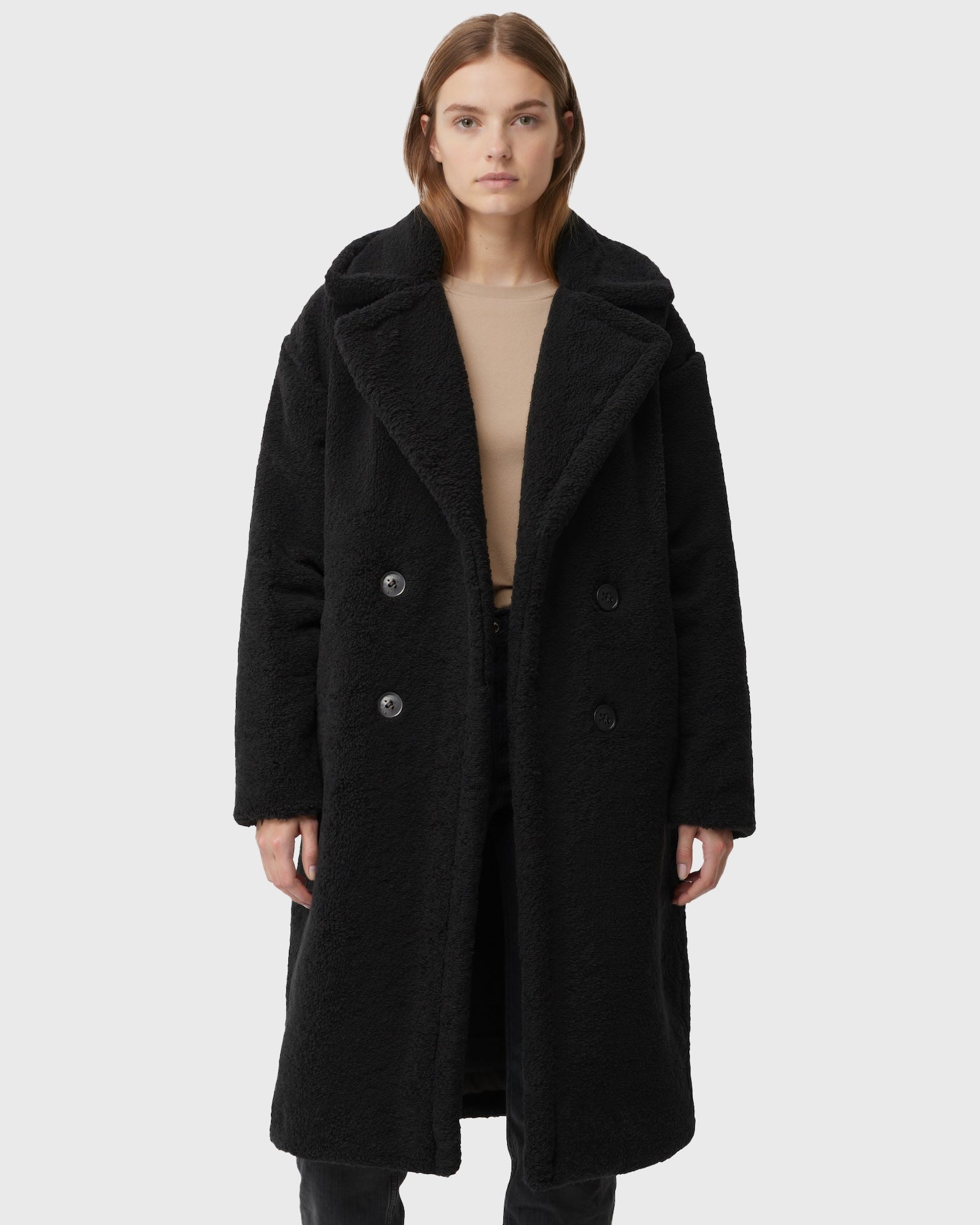 Luhvia | Women’s Long Teddy Coat with Straight Silhouette