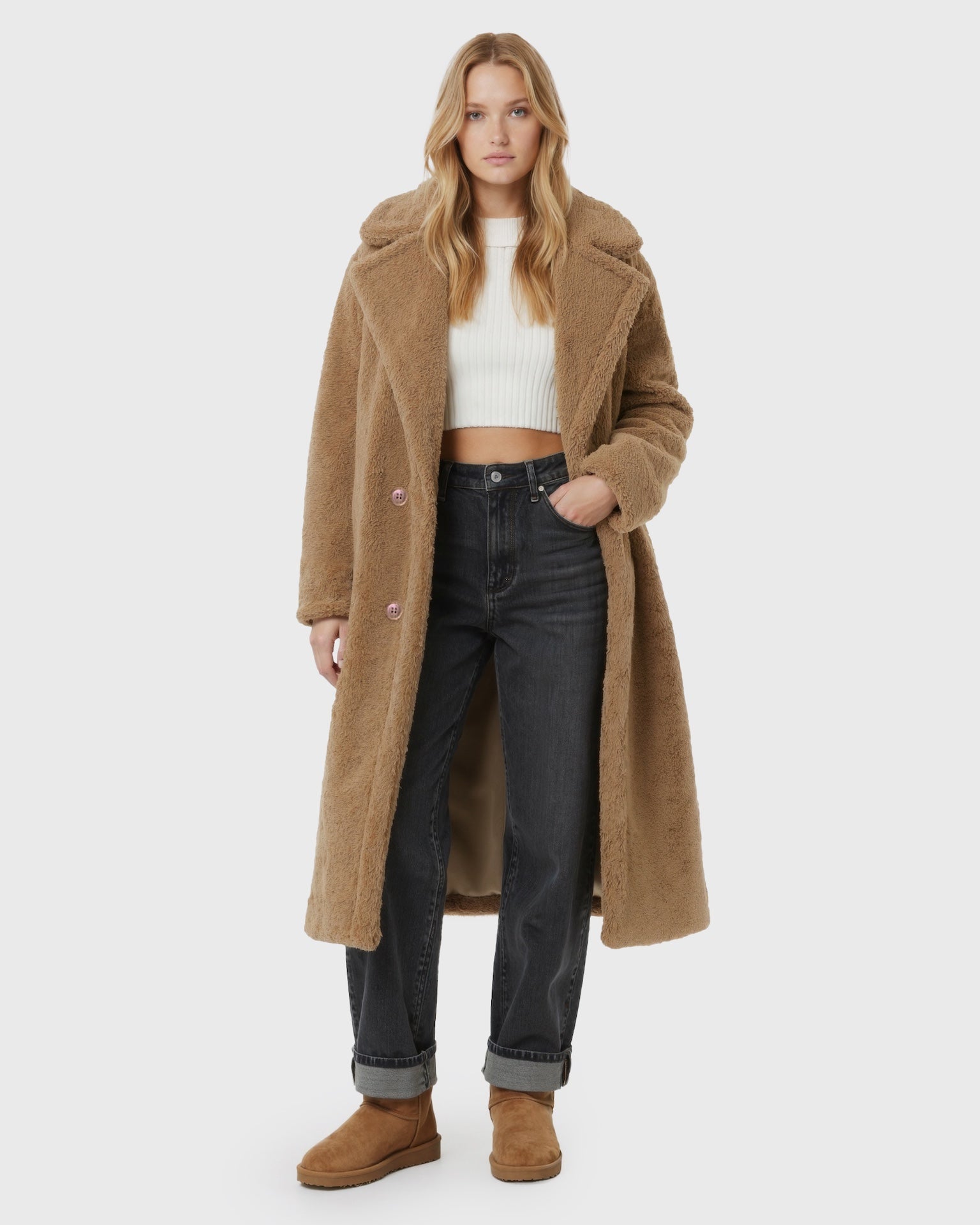 Luhvia | Women’s Long Teddy Coat with Straight Silhouette