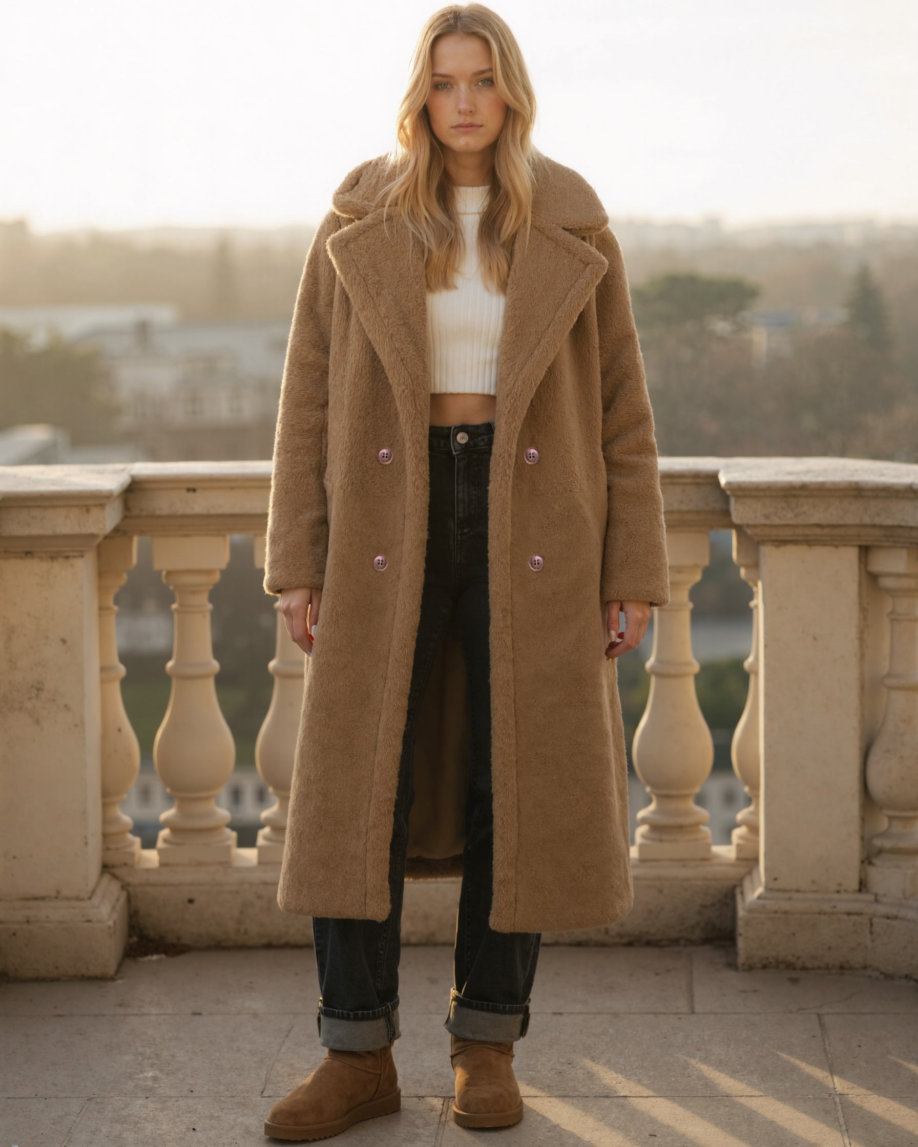 Luhvia | Women’s Long Teddy Coat with Straight Silhouette