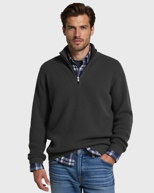 Luhvia | Casual Fit Sweater for Men | Zippered Collar