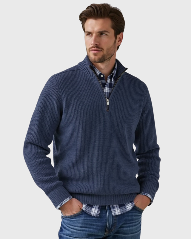 Luhvia | Casual Fit Sweater for Men | Zippered Collar