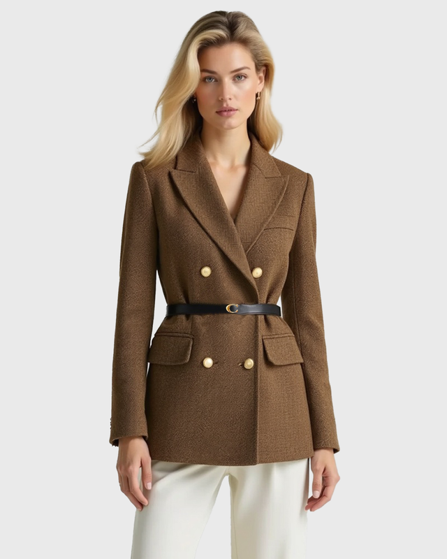 Luhvia | Double-Breasted Tweed Coat for Women | Notched Lapel