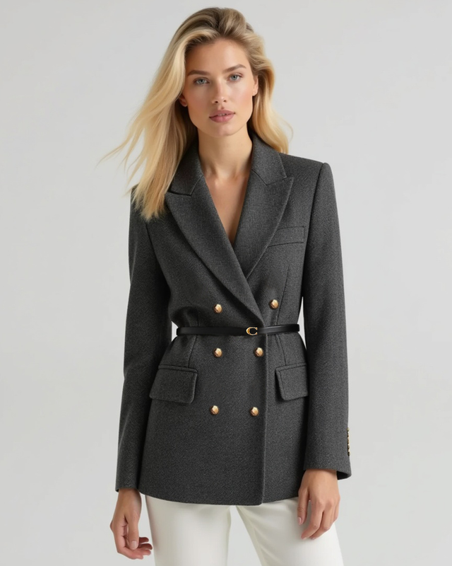 Luhvia | Double-Breasted Tweed Coat for Women | Notched Lapel