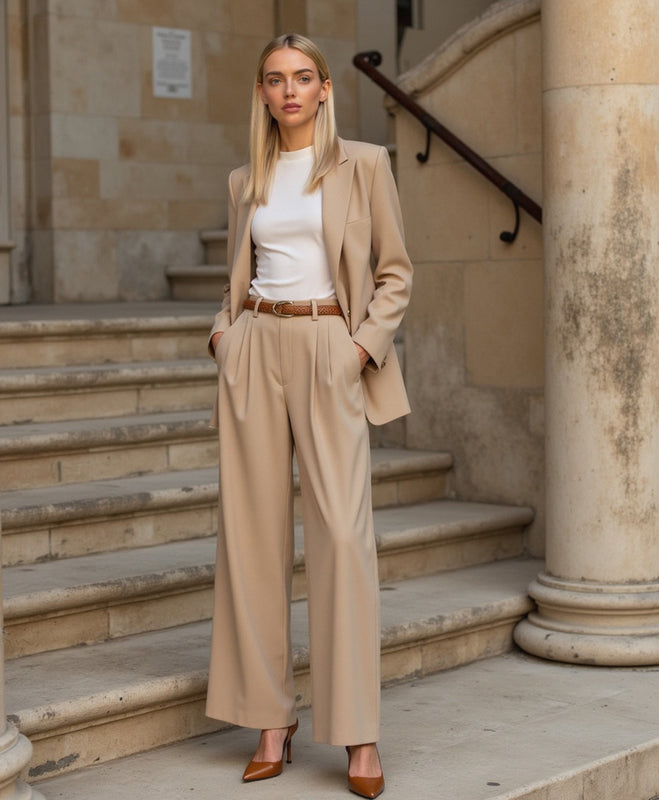 Luhvia | Women’s Straight-Cut Capri Pants with Light Sand Color