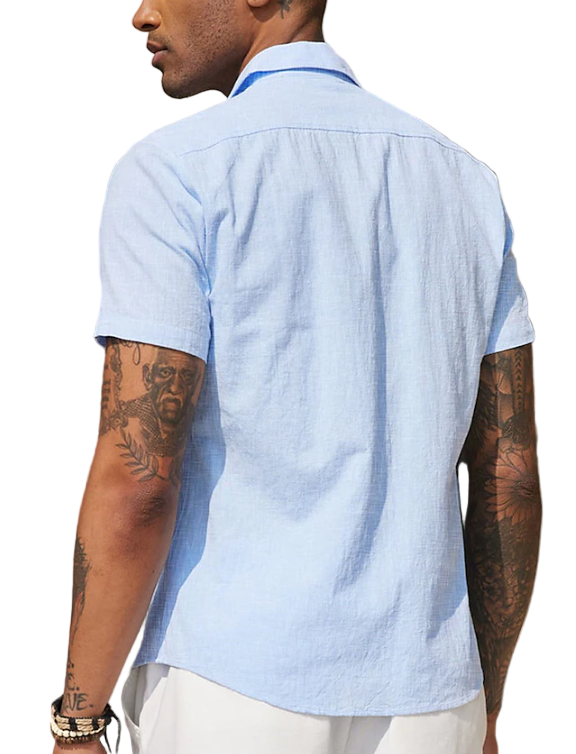 Button Down Shirt with Short Sleeves for Men