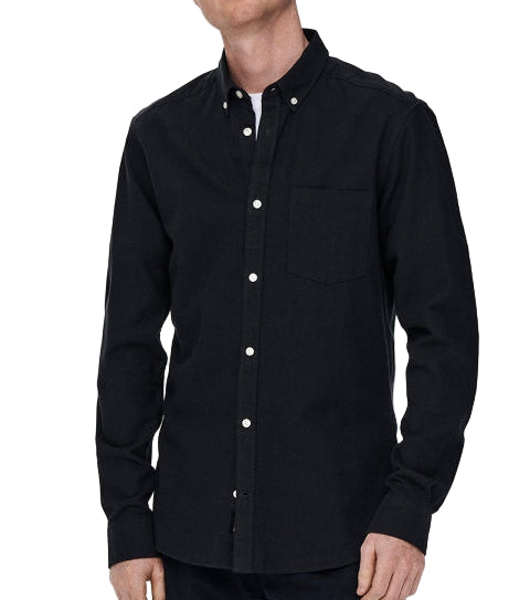 Long-Sleeve Shirt with Twill Design for Men