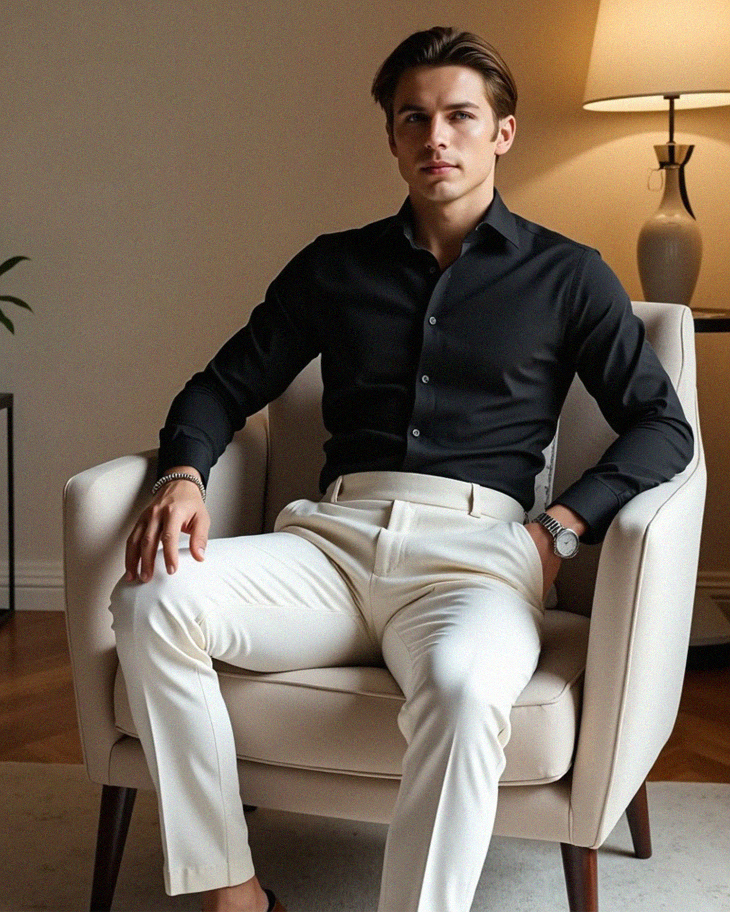 Luhvia | Men’s Pleated Front Dress Trousers with Belt Loops