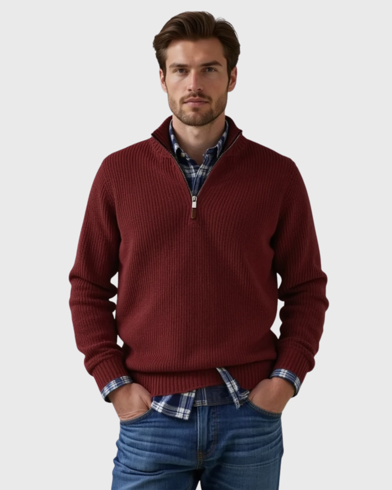 Luhvia | Men’s Casual Fit Sweater with Zippered Collar