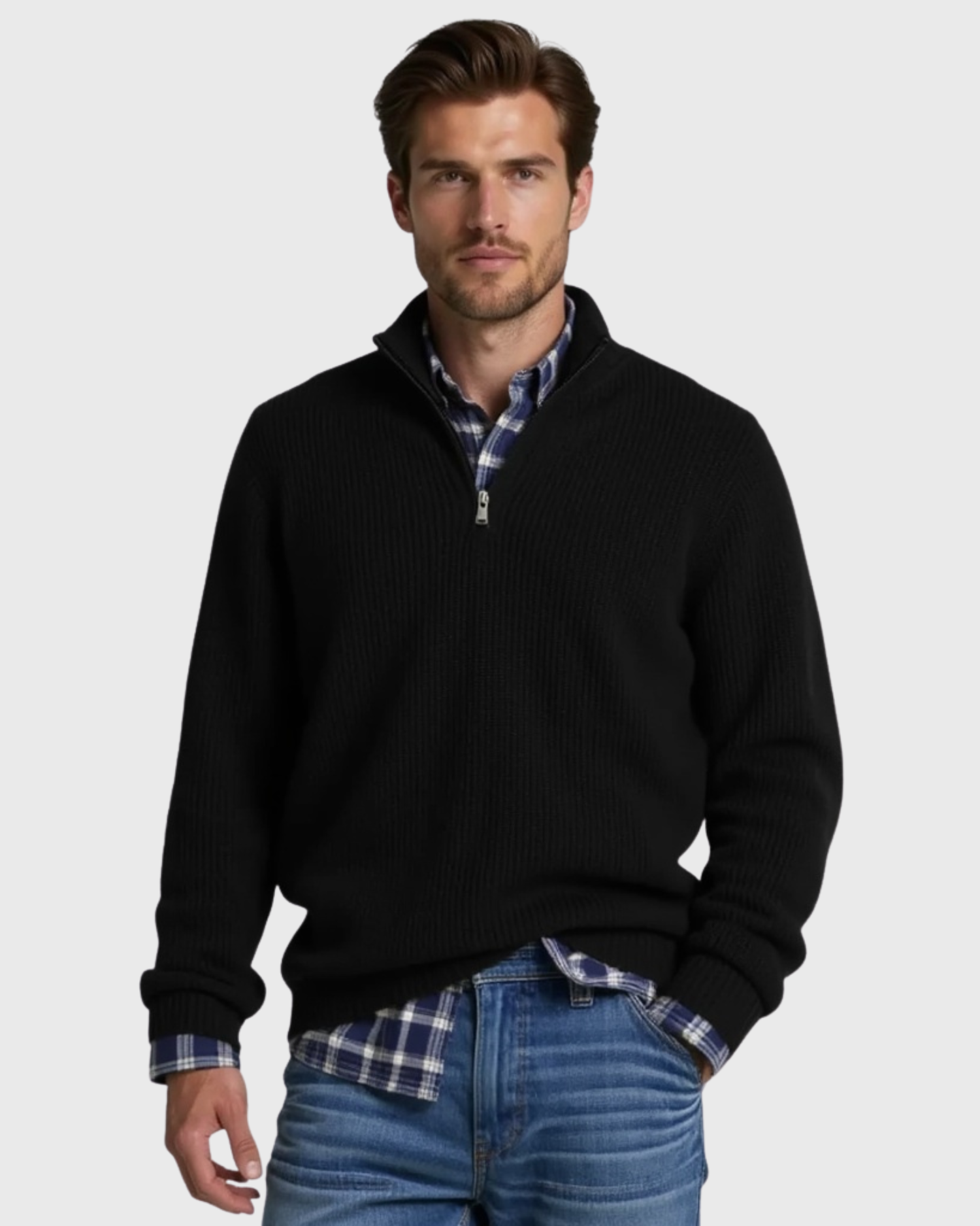 Luhvia | Men’s Casual Fit Sweater with Zippered Collar
