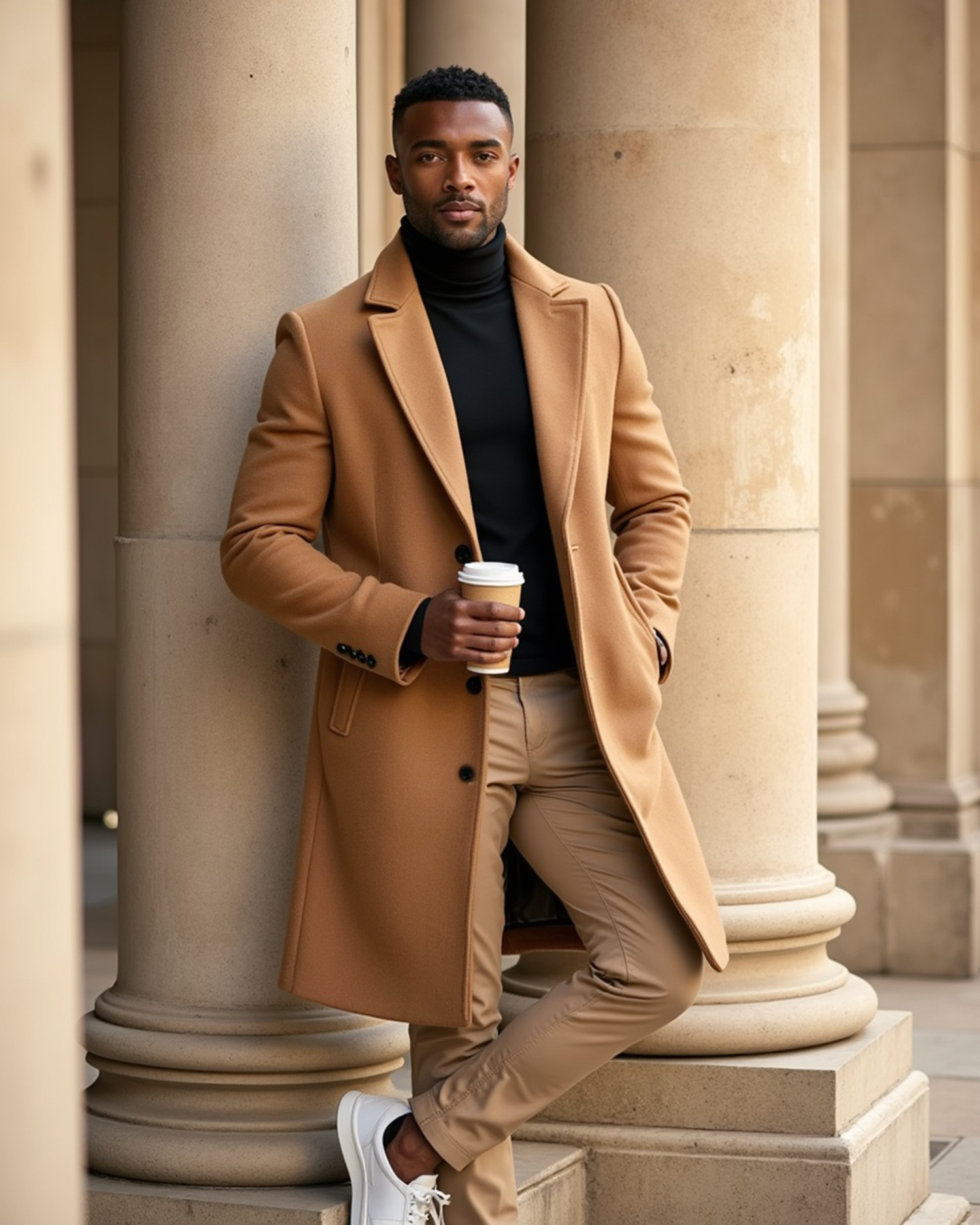 Luhvia | Men’s Tailored Fit Overcoat with Lined Interior