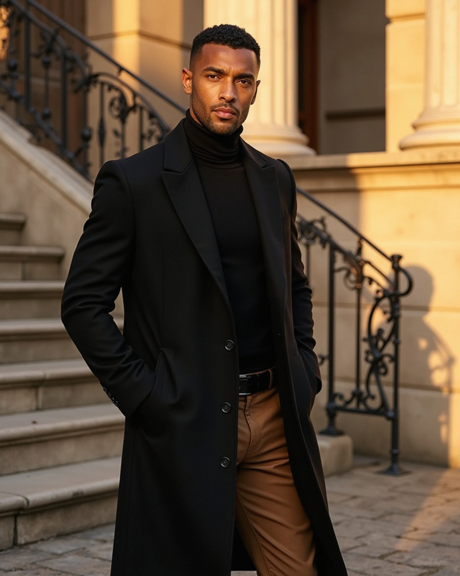 Luhvia | Men’s Tailored Fit Overcoat with Lined Interior
