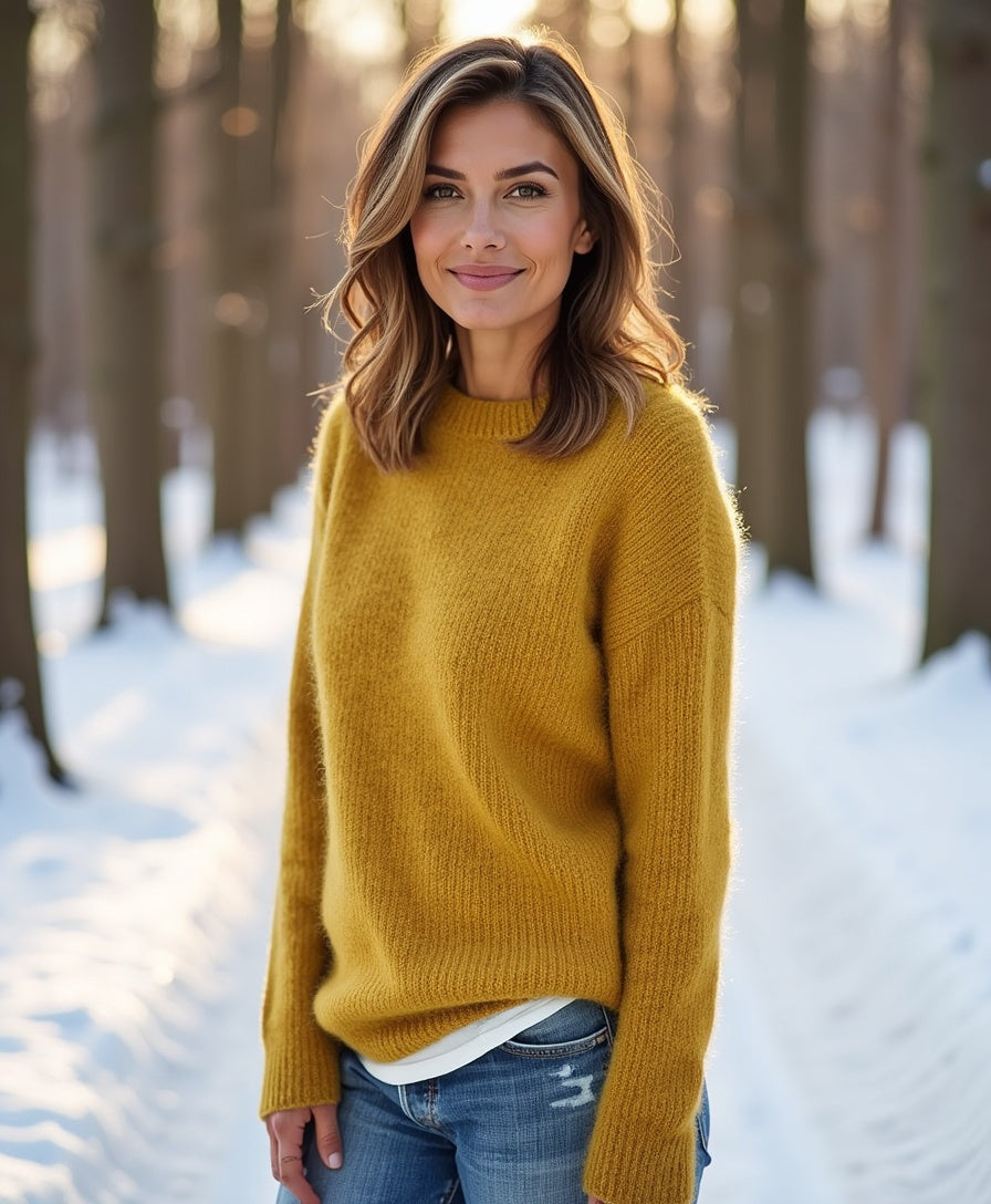 Luhvia | Women’s Loose Fit Sweater with Wide Round Neck