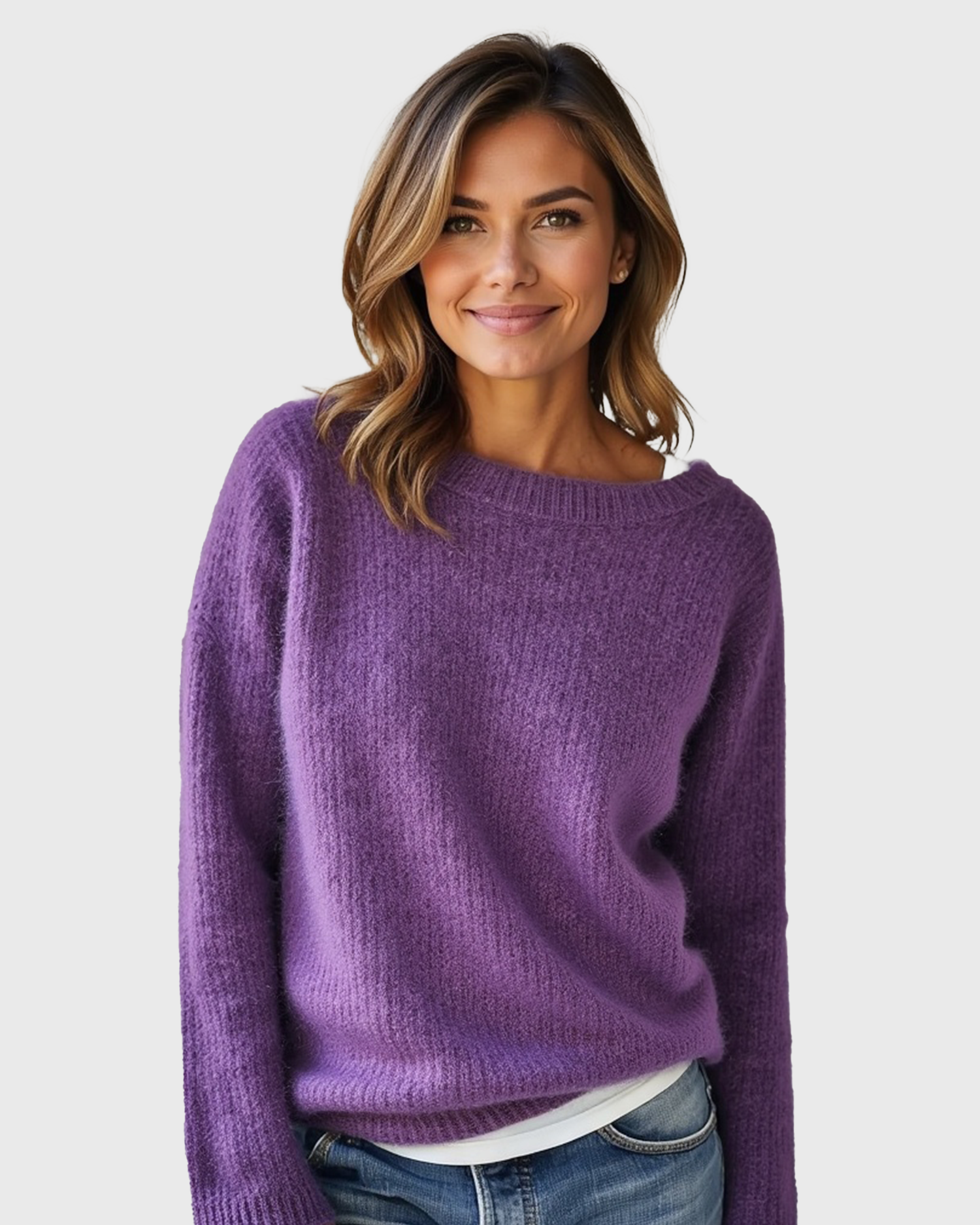 Luhvia | Women’s Loose Fit Sweater with Wide Round Neck