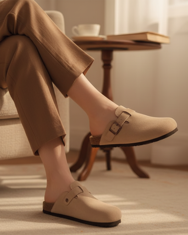 Luhvia | Women’s Suede Cork Slippers with Adjustable Straps