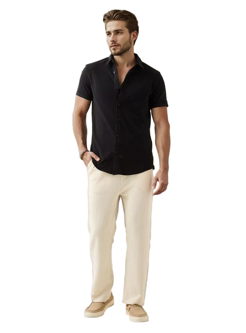 Short-Sleeved Shirt and Trouser Set for Men