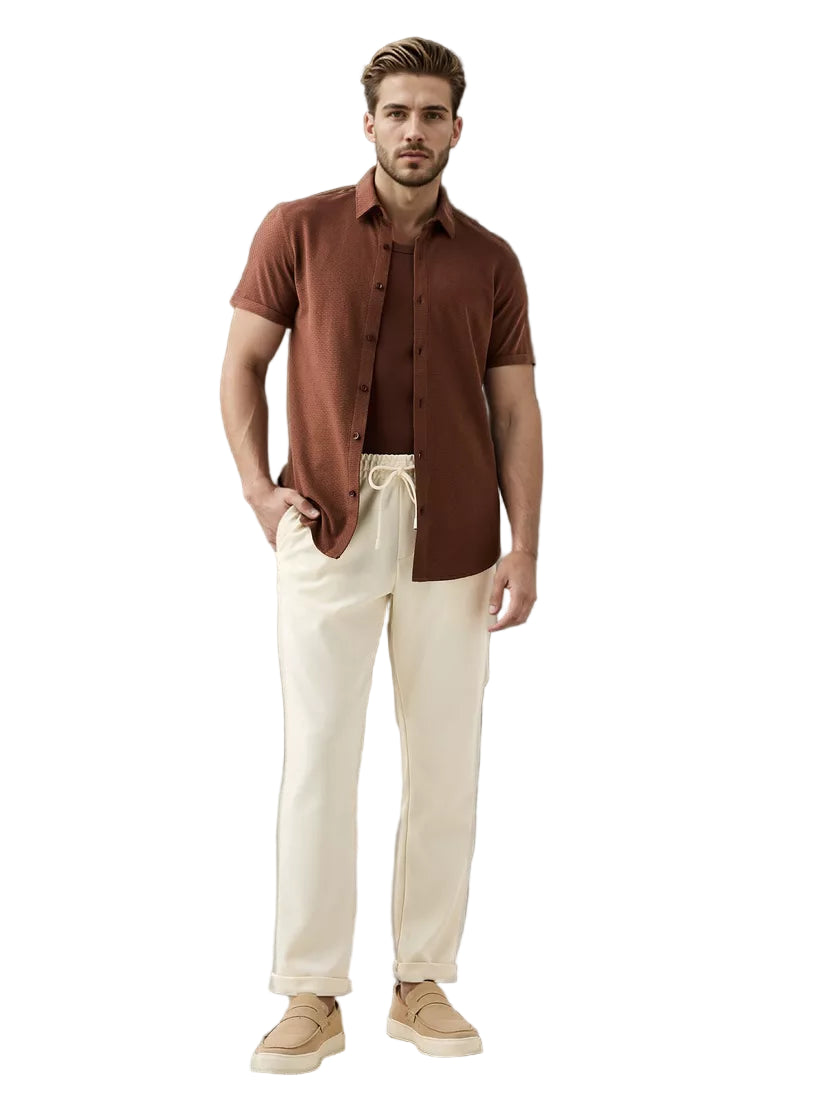 Short-Sleeved Shirt and Trouser Set for Men