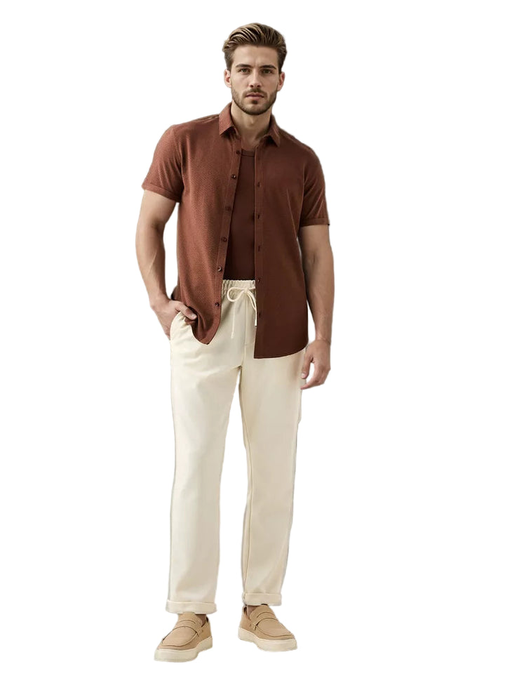 Short-Sleeved Shirt and Trouser Set for Men