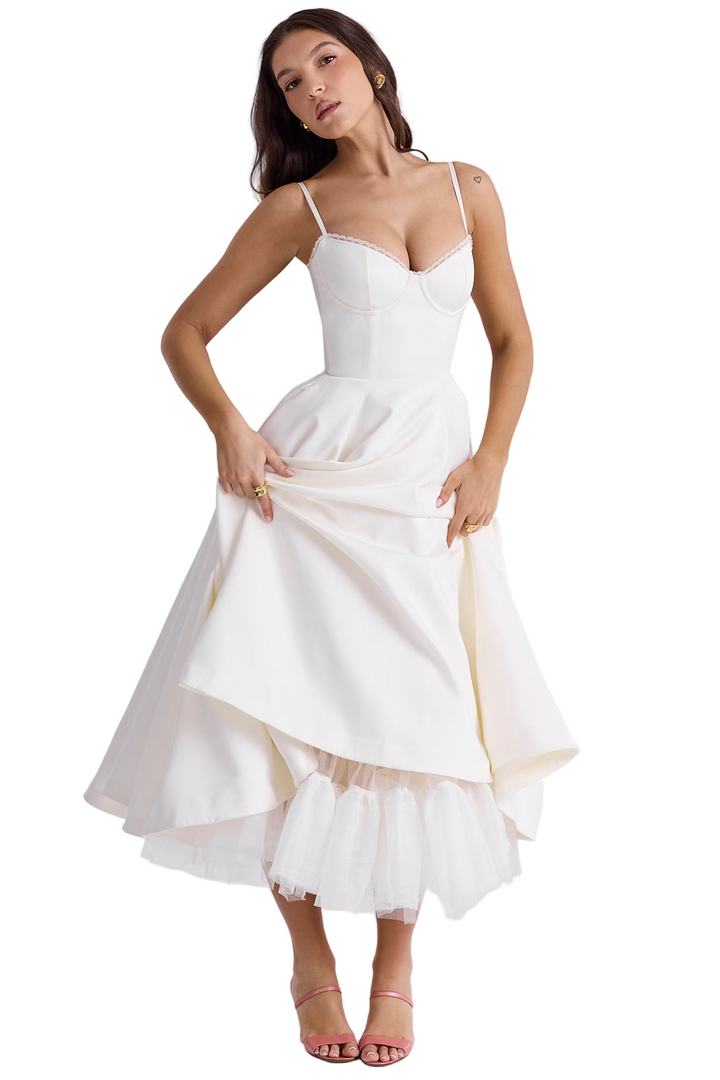 Sleeveless Midi Dress with Spaghetti Straps for Women