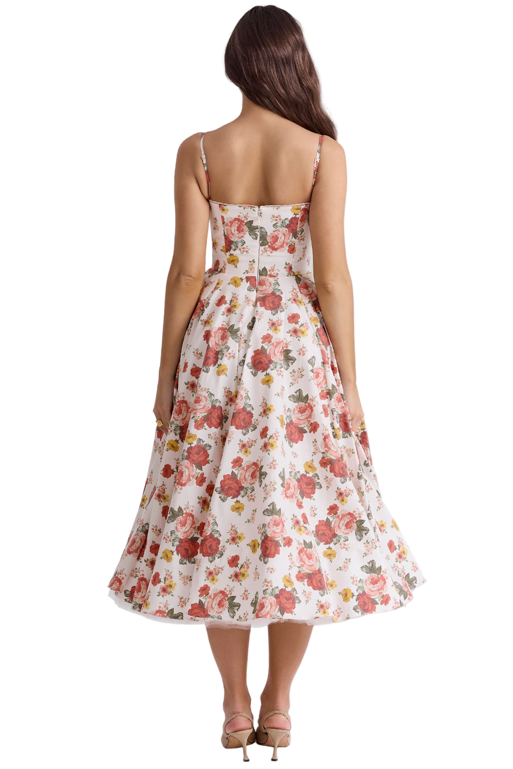 Sleeveless Midi Dress with Spaghetti Straps for Women