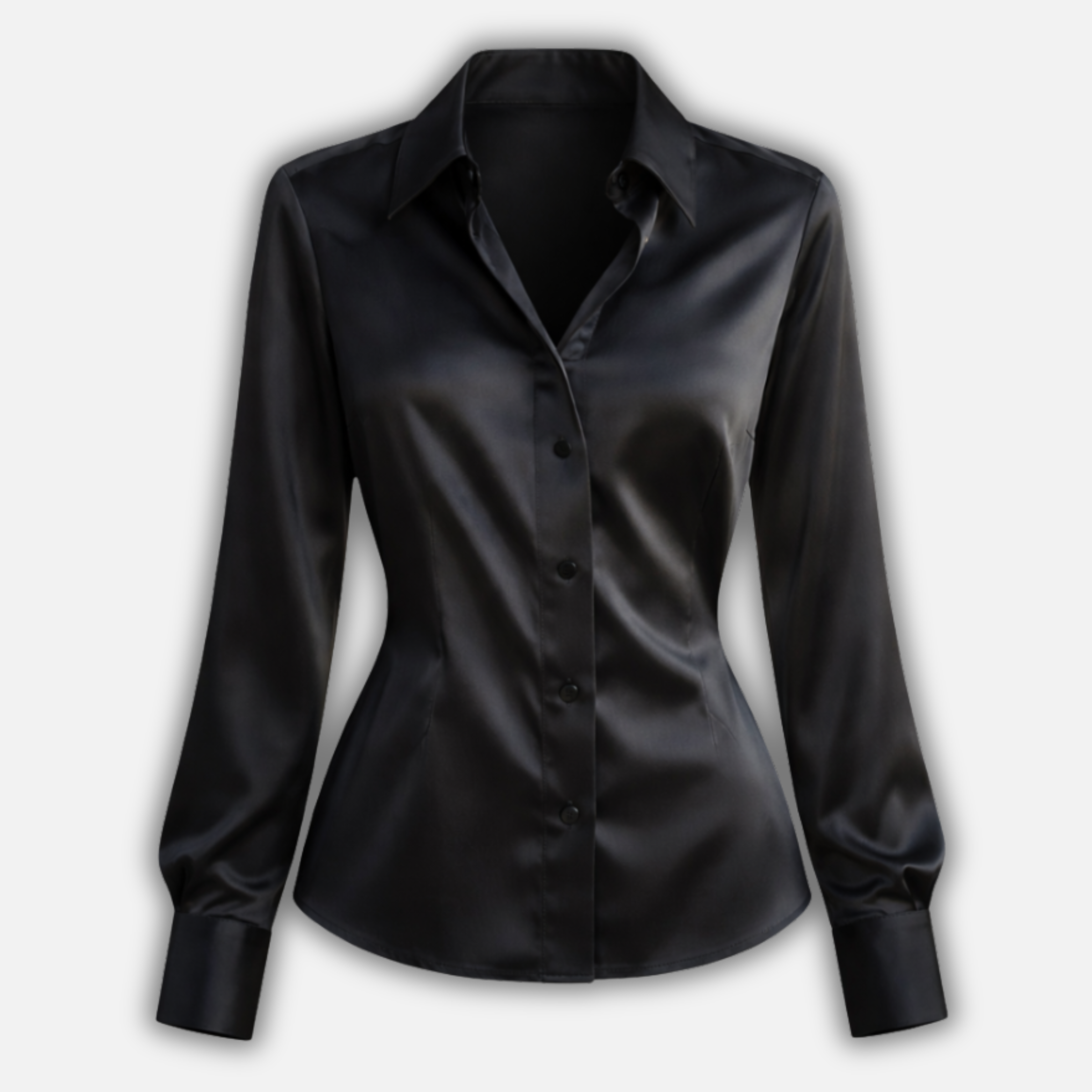 Women’s Satin Button-Down Blouse with Long Sleeves